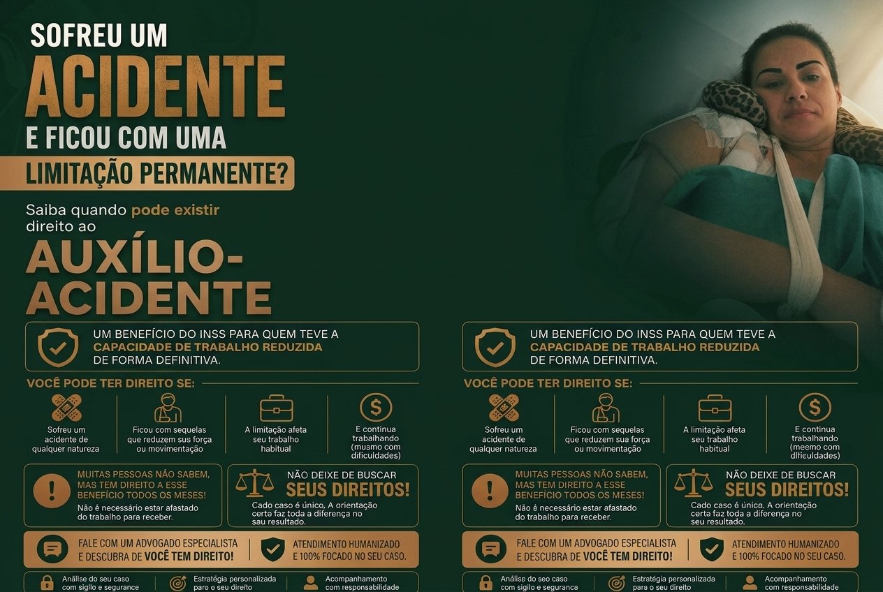 Sofreu um acidente e ficou com uma limitação permanente? Saiba quando pode existir direito ao Auxílio-Acidente
